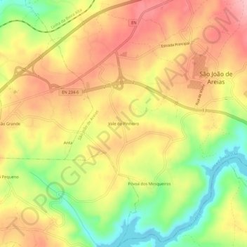 Mapa topográfico Vale do Pinheiro, altitud, relieve