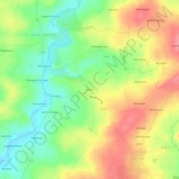 Mapa topográfico Pohon, altitud, relieve