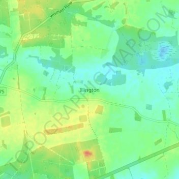 Mapa topográfico Illington, altitud, relieve