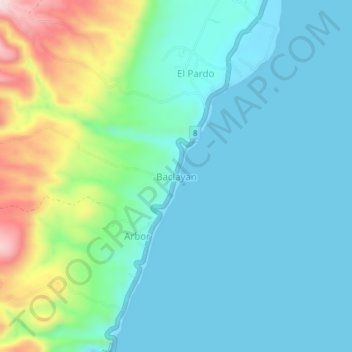 Mapa topográfico Baclayan, altitud, relieve