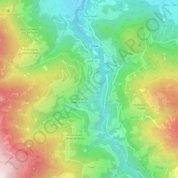 Mapa topográfico Onach - Onies, altitud, relieve