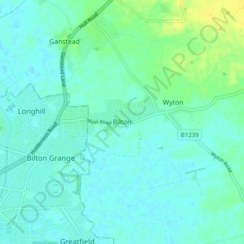 Mapa topográfico Bilton, altitud, relieve