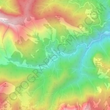 Mapa topográfico Isola Santa, altitud, relieve
