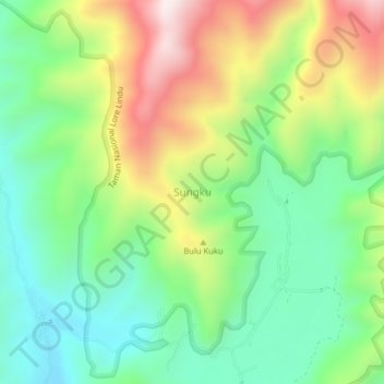 Mapa topográfico Sungku, altitud, relieve
