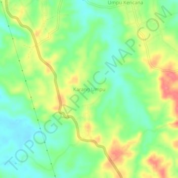 Mapa topográfico Karang Umpu, altitud, relieve