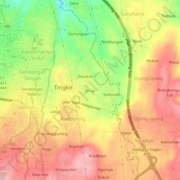 Mapa topográfico Druju, altitud, relieve