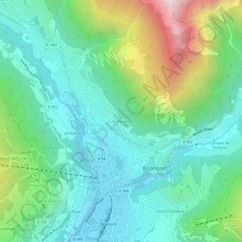 Mapa topográfico Le Paradis, altitud, relieve
