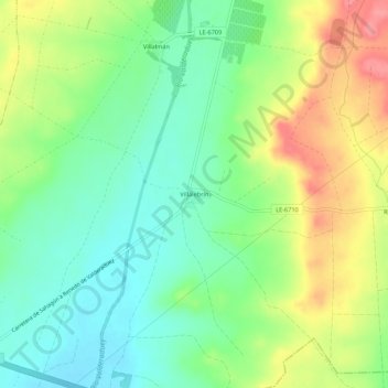 Mapa topográfico Villalebrín, altitud, relieve