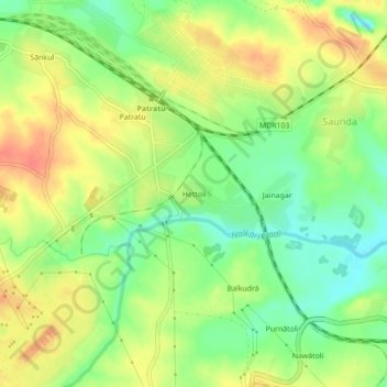 Mapa topográfico Hettoli, altitud, relieve