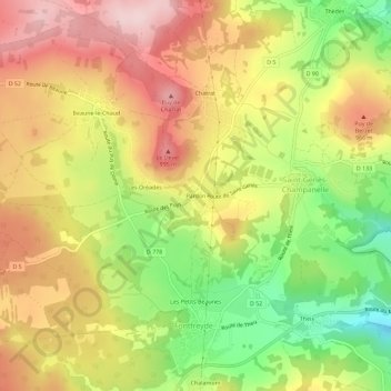 Mapa topográfico Pardon, altitud, relieve
