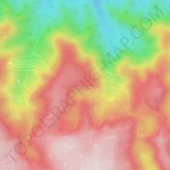 Mapa topográfico Serra Norte, altitud, relieve