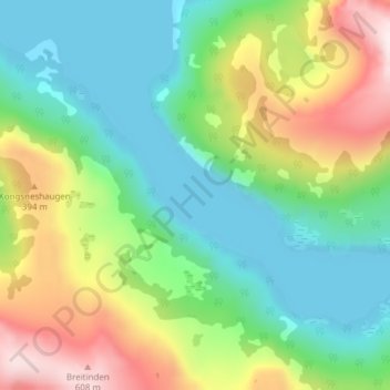 Mapa topográfico Osterfjorden, altitud, relieve