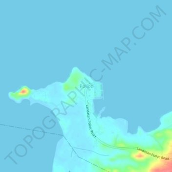 Mapa topográfico Polloc, altitud, relieve