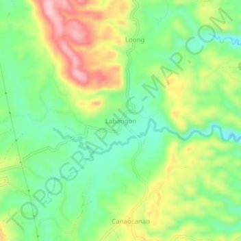 Mapa topográfico Labangon, altitud, relieve