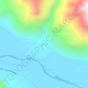 Mapa topográfico Udmaru, altitud, relieve