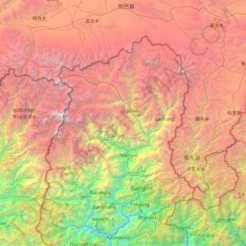 Mapa topográfico North District, altitud, relieve