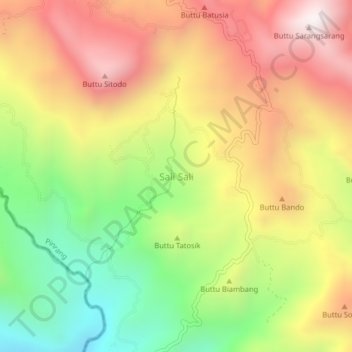 Mapa topográfico Sali Sali, altitud, relieve