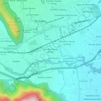 Mapa topográfico Agrícola Librado Rivera, altitud, relieve