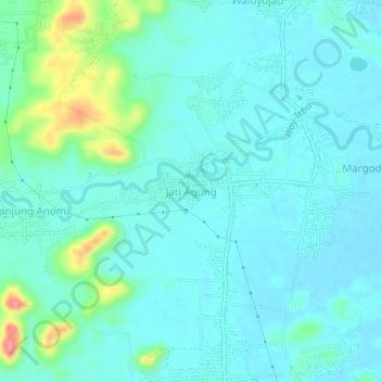 Mapa topográfico Jati Agung, altitud, relieve