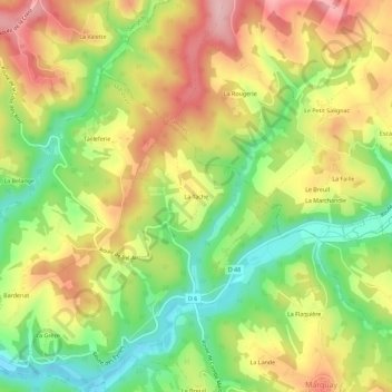 Mapa topográfico La Tache, altitud, relieve