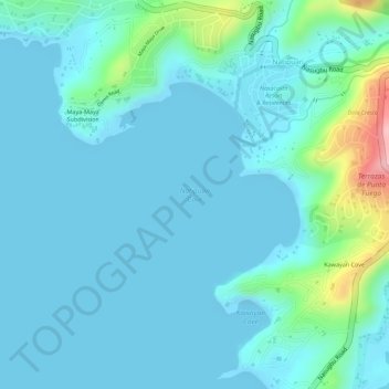 Mapa topográfico Natipuan Cove, altitud, relieve