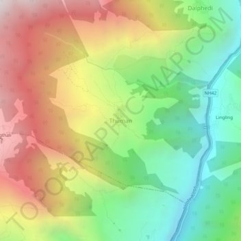 Mapa topográfico Thuman, altitud, relieve