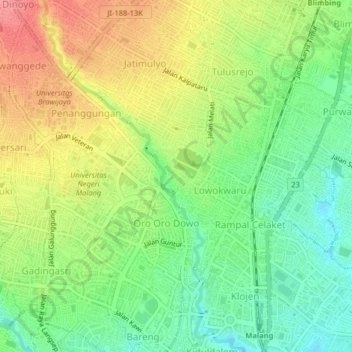Mapa topográfico Samaan, altitud, relieve