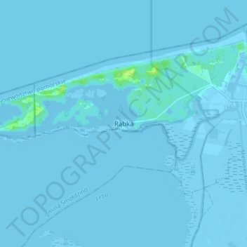 Mapa topográfico Rąbka, altitud, relieve