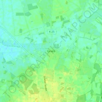 Mapa topográfico Graes, altitud, relieve