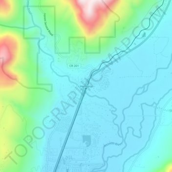 Mapa topográfico Hermosa, altitud, relieve
