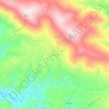 Mapa topográfico Maçores, altitud, relieve