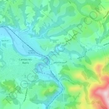 Mapa topográfico Basaburu, altitud, relieve
