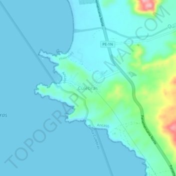 Mapa topográfico Culebras, altitud, relieve