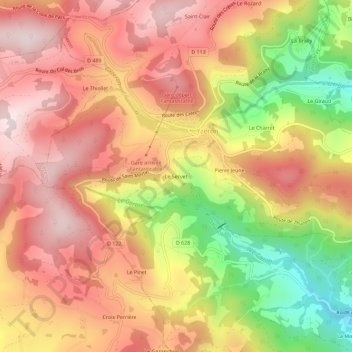 Mapa topográfico Le Servet, altitud, relieve