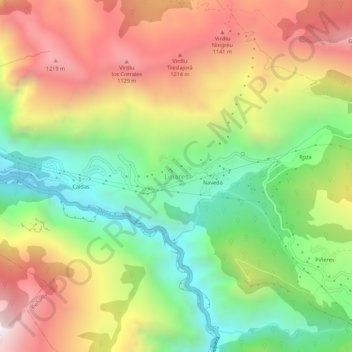 Mapa topográfico Linares, altitud, relieve