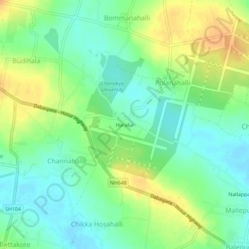 Mapa topográfico Haralur, altitud, relieve