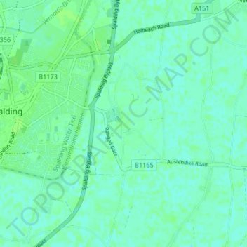 Mapa topográfico Low Fulney Estate, altitud, relieve
