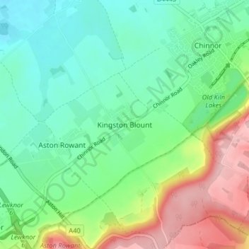 Mapa topográfico Kingston Blount, altitud, relieve