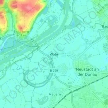 Mapa topográfico Wöhr, altitud, relieve