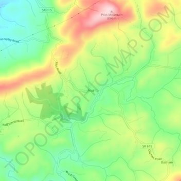 Mapa topográfico Pilot, altitud, relieve