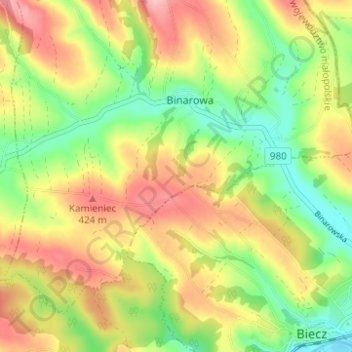 Mapa topográfico Pola, altitud, relieve
