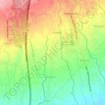 Mapa topográfico Cumba, altitud, relieve