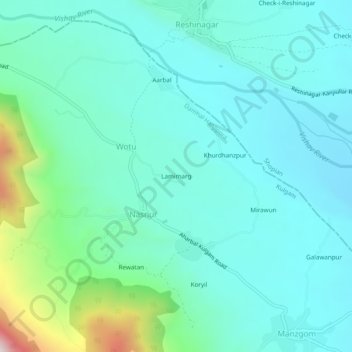 Mapa topográfico Lamimarg, altitud, relieve