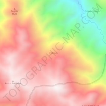Mapa topográfico Kabae, altitud, relieve