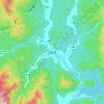 Mapa topográfico Dipa, altitud, relieve
