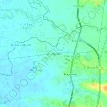 Mapa topográfico San Agustin, altitud, relieve