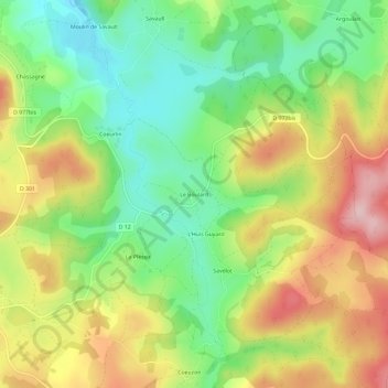 Mapa topográfico Le Boulard, altitud, relieve