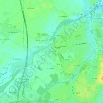 Mapa topográfico Sainte-Catherine, altitud, relieve