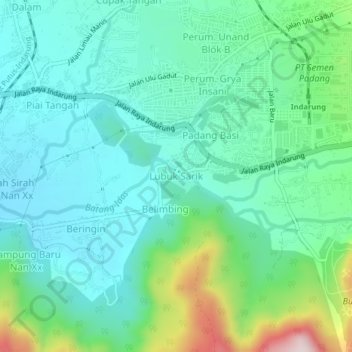 Mapa topográfico Lubuk Sarik, altitud, relieve