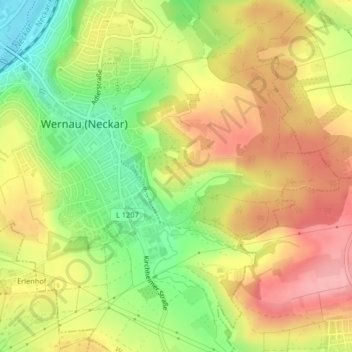 Mapa topográfico Sulz, altitud, relieve